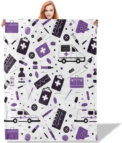 Plistiz Nurse Medical Theme Throw Blanket 50x60