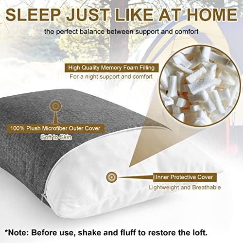 Ivellow Memory Foam Travel Pillow for Camping Hiking