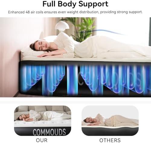 COMMOUDS Queen Air Mattress with Rechargeable Pump
