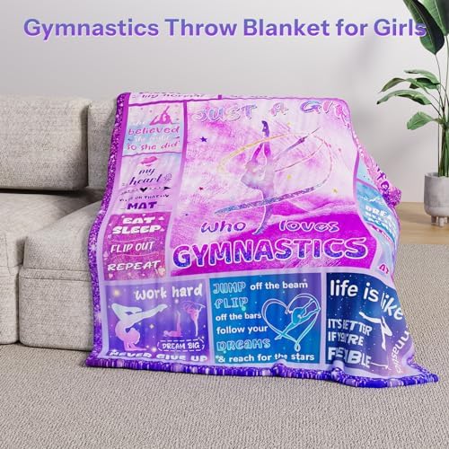 Gymnastics Flannel Throw Blanket for Girls 1