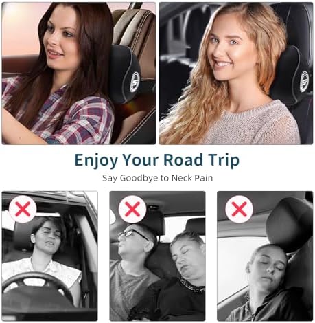 2 Pack Car Headrest Pillow with Sleep Mask for Neck Support