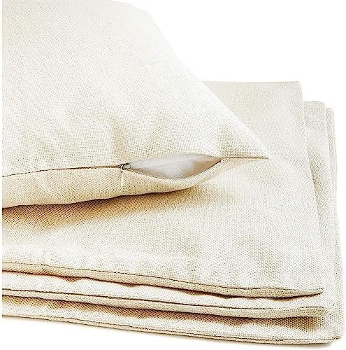 Juvale Canvas Pillow Covers - Cream 17x17 in Pack of 4 with Hidden Zipper