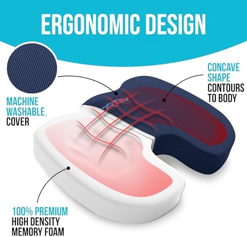 FORTEM XL Memory Foam Chair Cushion with Back Support