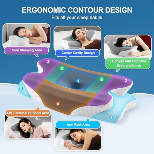 WiMas Cervical Neck Pillow for Pain Relief Cooling Support
