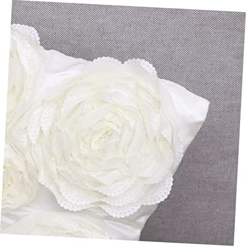 PRETYZOOM 3D Rose Throw Pillow Cover Ivory White