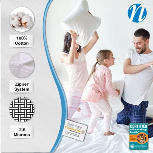 National Allergy Premium Cotton Zippered Pillow Protector 4 Pack
