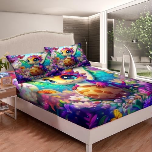 Castle Fairy Cartoon Dragon Bed Sheet Set Twin Size 1