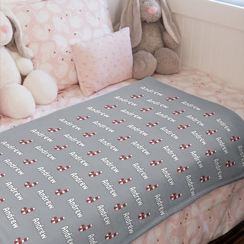 CUSPILO Personalized Candy Cane Throw Blanket