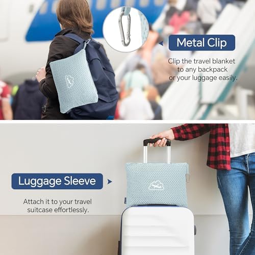 BEDELITE Travel Blanket Pillow Set 2-in-1 Blue