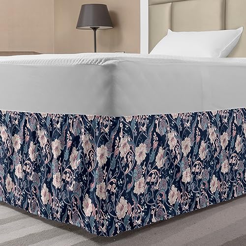 Ambesonne Victorian Bedskirt with Rose and Magnolia Design