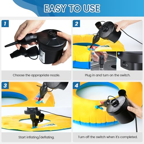 VANNPOOY 2 in 1 AC DC Air Mattress Pump with 3 Nozzles
