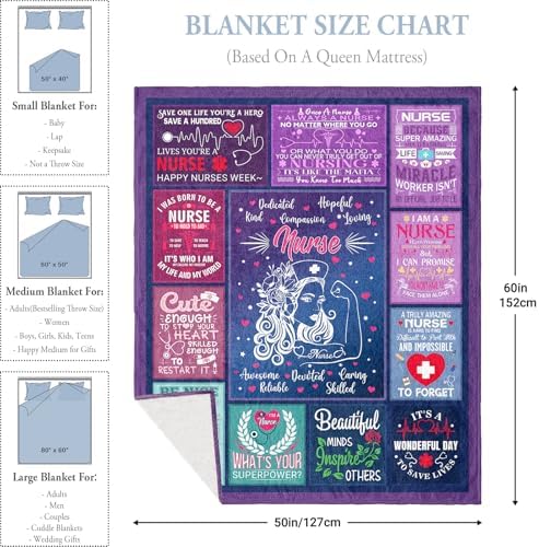 Nurse Themed Throw Blanket 60x50 Inches