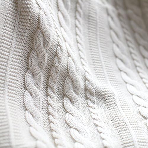 Viverano Organic Cotton Throw Cable Knit Blanket 50x70in