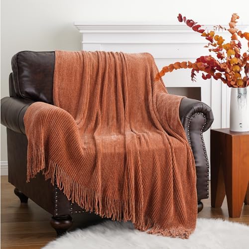BATTILO HOME Rust Orange Throw Blanket 60x80