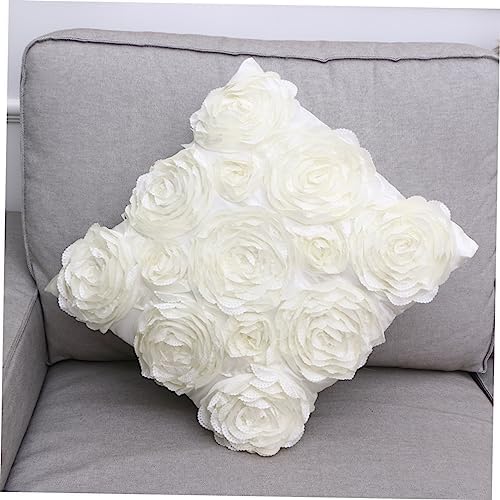 WHAMVOX Soft Floral Throw Pillow Cover Ivory White Cushion Case