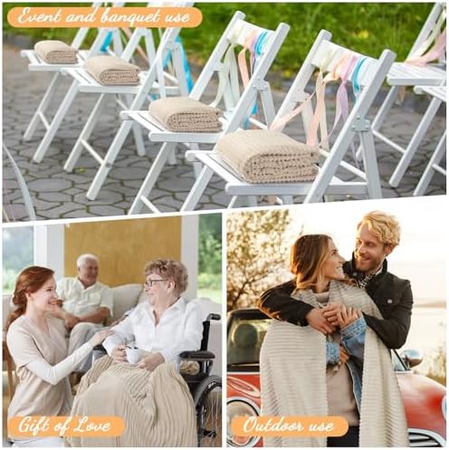 Buryeah 12 Pcs Flannel Throw Blanket Ivory 1