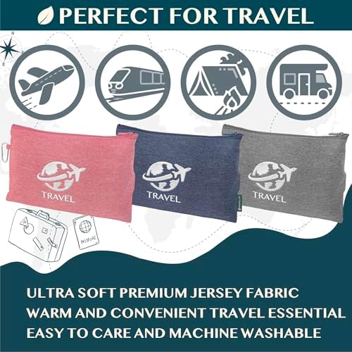 PAVILIA Travel Blanket Pillow Set Compact Packable Navy Blue