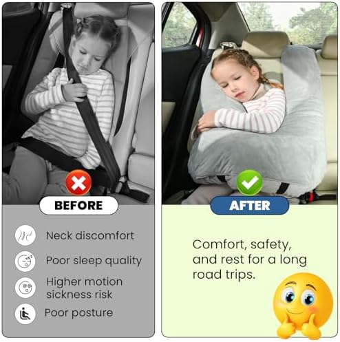MOAOO Travel Pillow for Kids and Adults Gray