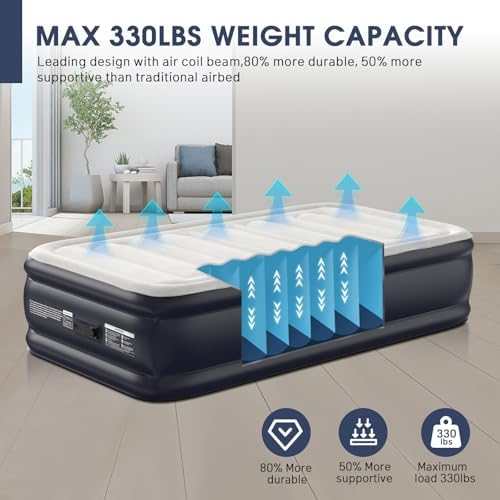 DIVON Twin Air Mattress with Built-in Pump and Storage Bag