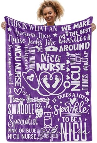 InnoBeta NICU Nurse Throw Blanket - Purple 50 x 65 Inches