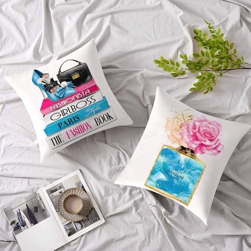 FCOZM Blue Teal Pink Velvet Throw Pillow Covers Set of 2