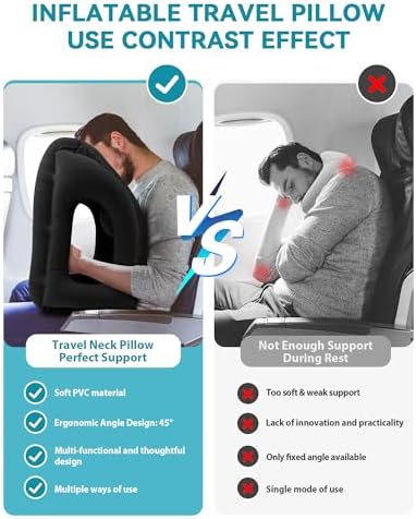 JefDiee Inflatable Travel Pillow for Airplanes