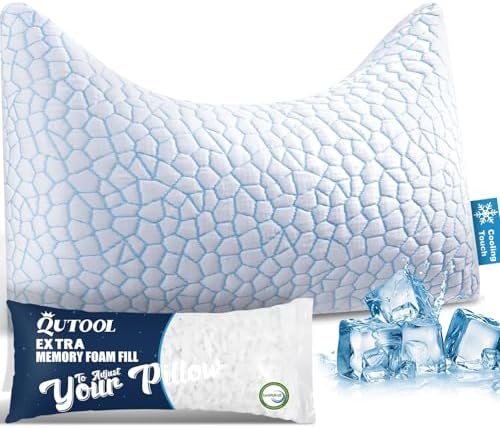 QUTOOL King Cooling Side Sleeper Pillow with Memory Foam