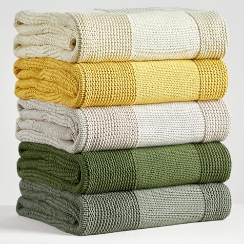 Longhui Chessboard Grid Chunky Cable Knit Throw Blanket