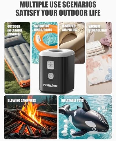 Puligoth Portable Air Pump with LED Light and 5 Nozzles