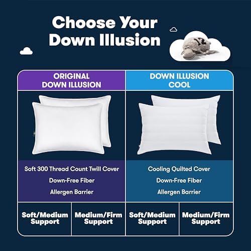 Serta Down Illusion Medium-Firm Bed Pillows 2 Pack Queen White