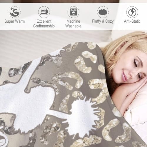 Custom Gradient Leopard Print Throw Blanket with Name