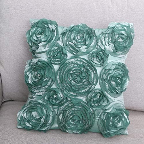 Cabilock 42x42cm Square Pillow Case with 3D Flower Embroidery