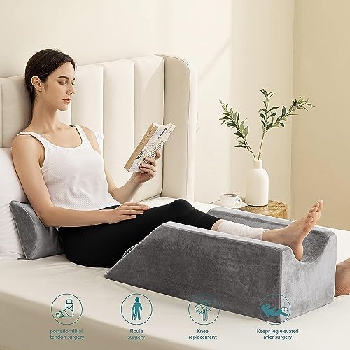UBBCARE Leg Elevation Pillow for Recovery Memory Foam with Velvet Cover