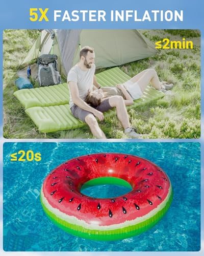 OMQ Portable Air Pump with Camping Lantern and LED Display
