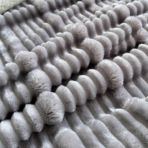 UKELER Sherpa Throw Blanket 60 x 80 Inch Silver Gray