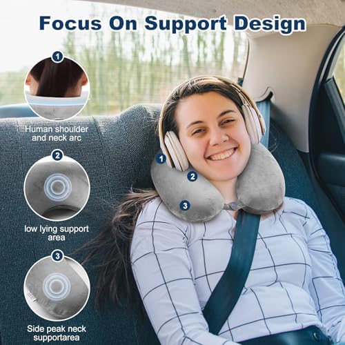 GDEOUP Travel Pillow with Memory Foam and Washable Cover