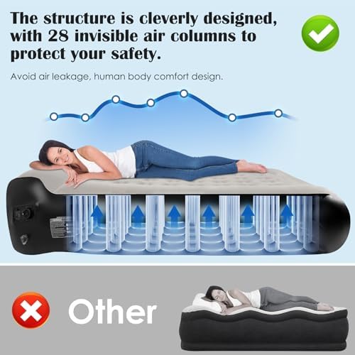 Ptlahmri Queen Air Mattress with Built in Pump and Pillow