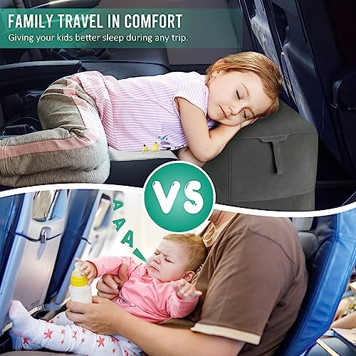 Fabuday Inflatable Travel Foot Rest Pillow 2 Pack - Dark Gray