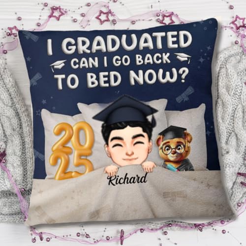 I Graduated Can I Go Back To Bed Pillow - Personalized Graduation Gift 1