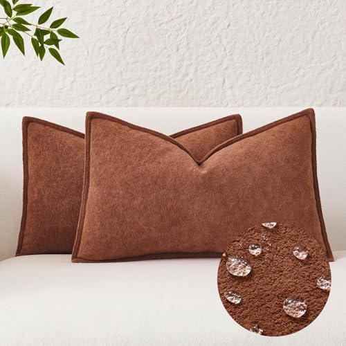 Kevin Textile Waterproof Boucle Pillow Covers 12x20 Inch Pack of 2