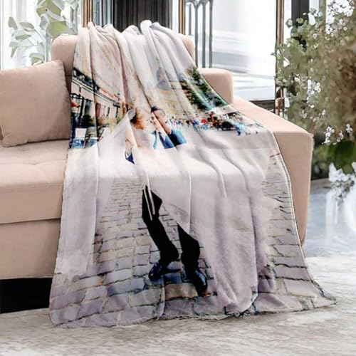 Custom Flannel Throw Blanket with Photo and Text