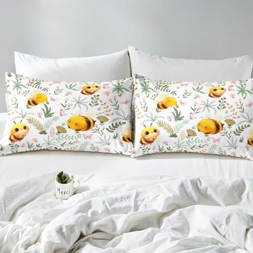 Homewish Cute Bee Fitted Sheet Full Size Set