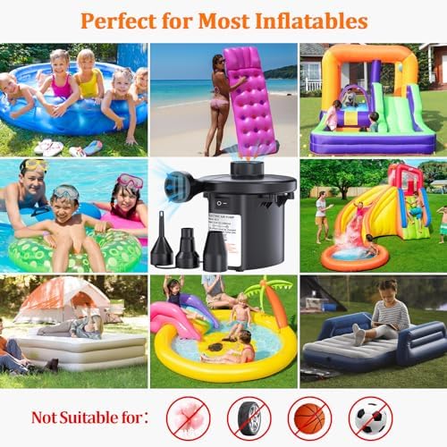 PULIDIKI Rechargeable Air Pump with 3 Nozzles