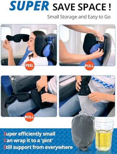 SARISUN Travel Pillow with 3D Sleep Mask and 360 Support