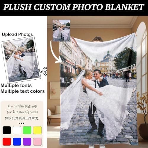 Custom Flannel Throw Blanket with Photo and Text
