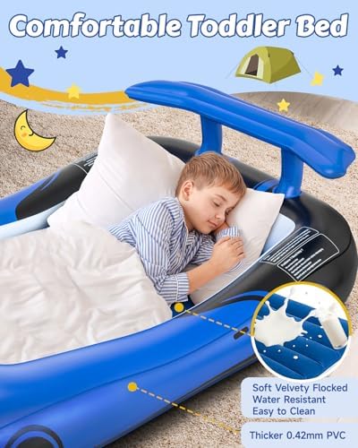 CHERIMOR Inflatable Toddler Travel Bed with Carry Bag and Safety Bumpers