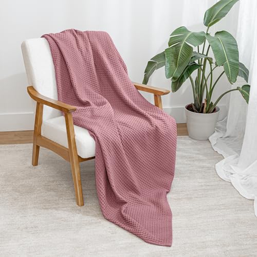 Comfy Cubs Cotton Waffle Throw Blanket - Mauve 50 X 60