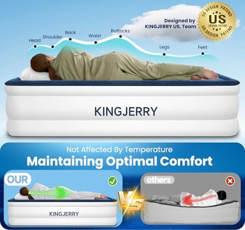 KINGJERRY Queen Air Mattress with Built-in Pump