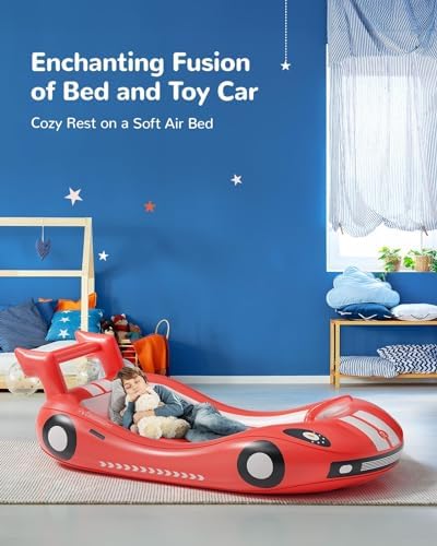 QPAU Inflatable Kids Bed with Sides - Racing Car Design