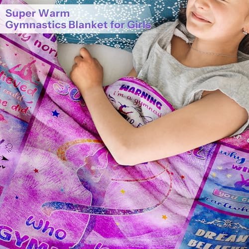 Gymnastics Flannel Throw Blanket for Girls 1